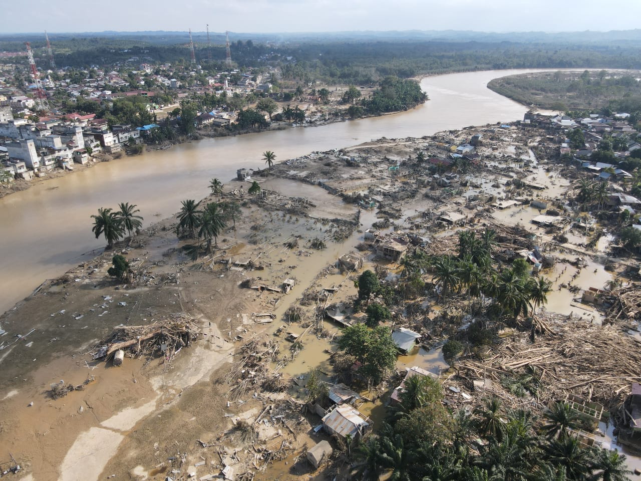 The current state of Kuala Simpang as of December 7, 2025, in the aftermath of the flash flood.